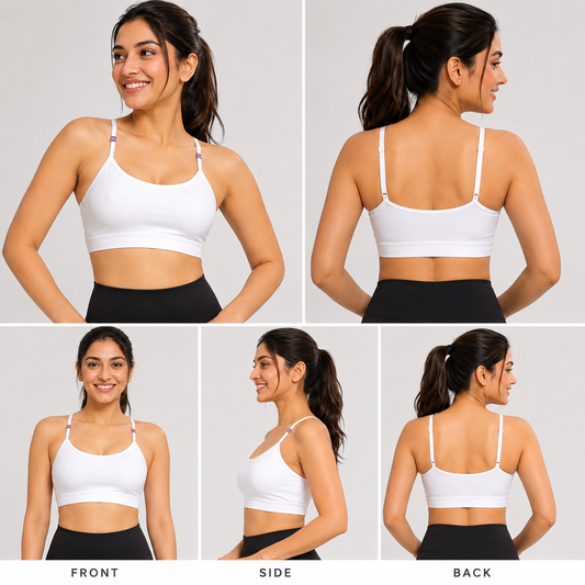 Women's Lightly Padded Sports Bra | Stretchable Non-Wired Seamless Bra for Gym, Yoga & Daily Wear (Free Size)