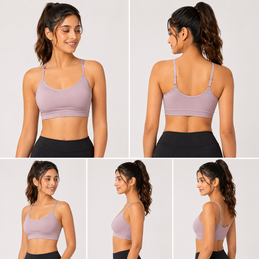 Women's Lightly Padded Sports Bra | Stretchable Non-Wired Seamless Bra for Gym, Yoga & Daily Wear (Free Size)