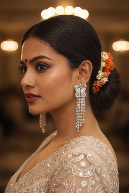 Crystal Butterfly Long Tassel Earrings for Women | Luxury CZ Party & Wedding Jewelry