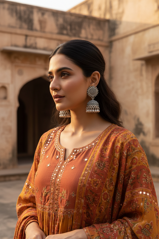Oxidised Silver Traditional Jhumka Earrings for Women | Ethnic Boho Statement Jewelry