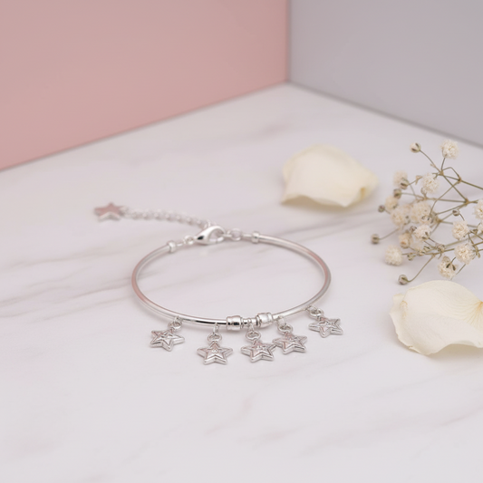 Silver Star Charm Bracelet for Women | Trendy Adjustable Fashion Jewelry